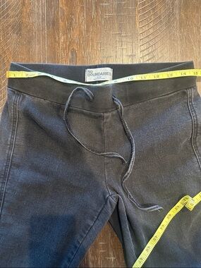 Women’s Charcoal Black Drawstring flare slit pajama jeans stretchy